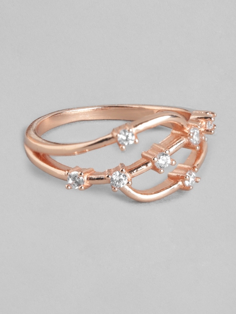 

Zavya Women Rose Gold Plated 925 Sterling Silver CZ Studded Ring
