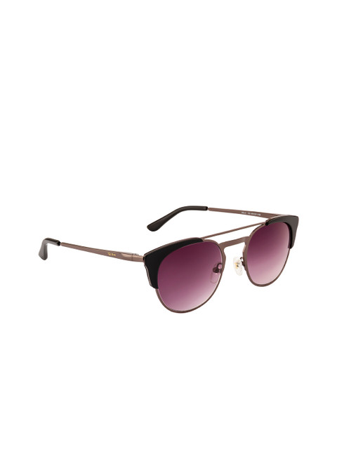 

Ted Smith Unisex Grey-Gunmetal-Toned Aviator Sunglasses with UV Protected Lens-TSP-WELS_C3, Purple