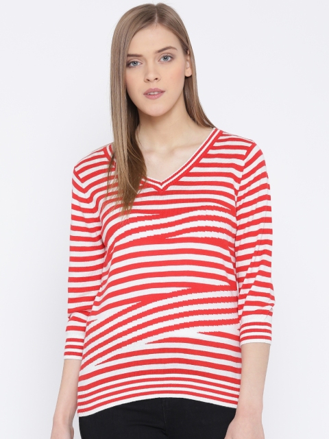

United Colors of Benetton Women Red Striped Top
