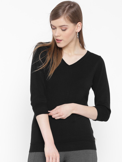 

United Colors of Benetton Women Black Solid Sweater