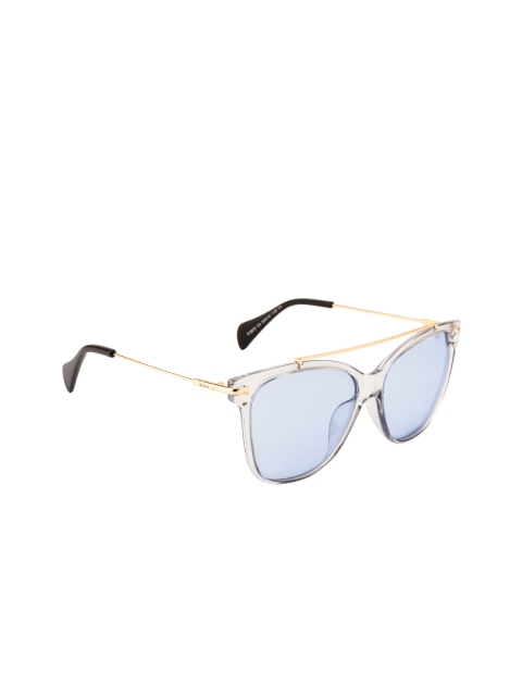 Ted Smith Unisex Blue Lens & Gold Wayfarer Sunglasses with UV Protected Lens TSP-872S_BLU