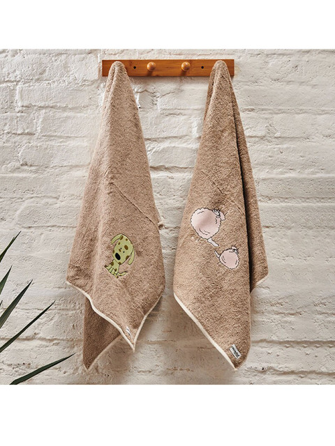 

GREENDIGO Kids Set Of 2 Camel Brown Solid 400 GSM Organic Cotton Bath Towels