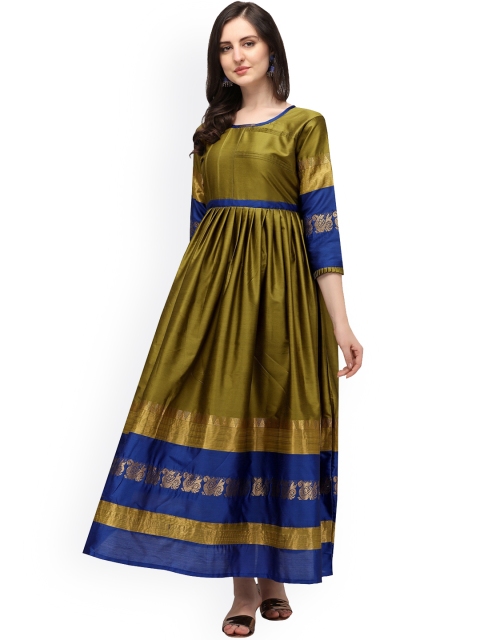 

VENISA Women Green & Blue Embellished Asymmetric Anarkali Kurta