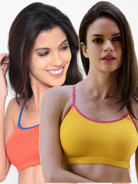 

laavian Pack Of 2 Red & Yellow Workout Bra