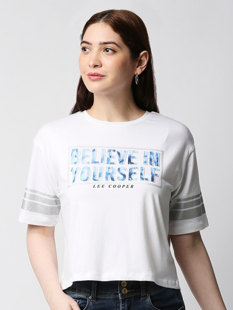 

Lee Cooper Women White Typography Printed T-shirt