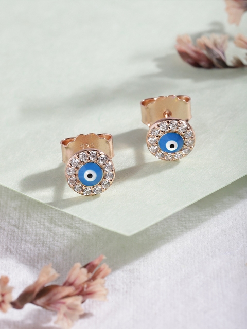 

Zavya Rose Gold-Plated & Blue Evil Eye 925 Sterling Silver Circular Studs