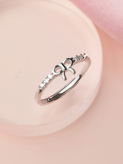 

Zavya Women Rhodium-Plated Silver-Toned The Cutest Bow 925 Sterling Silver Finger Ring