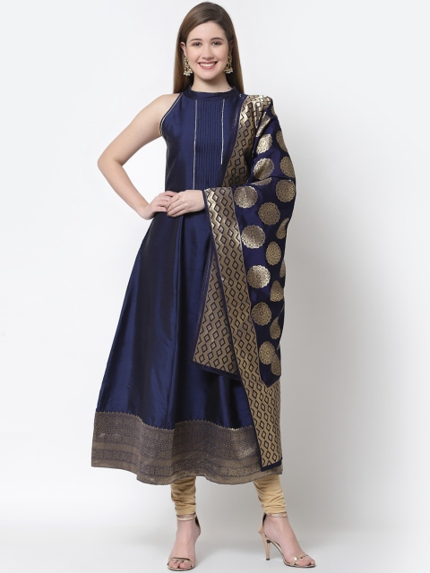 

Myshka Women Blue & Gold Anarkali Kurta With Dupatta