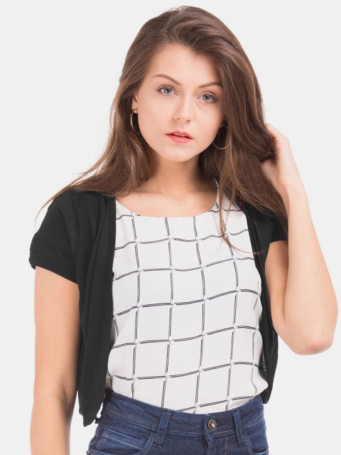 

Sugr Women Black Lace Crop Dipped Shrug