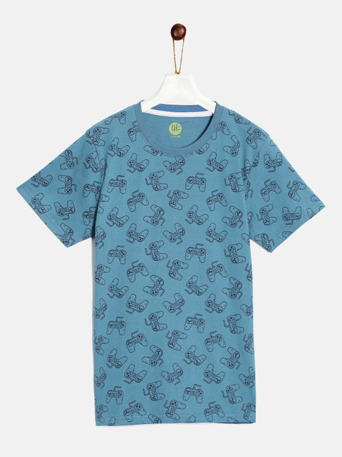 

YK Boys Blue Conversational Printed Pure Cotton T-shirt