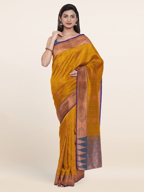

Pothys Mustard & Blue Woven Design Zari Art Silk Saree