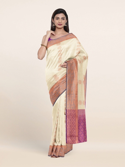 

Pothys Cream-Coloured & Gold-Toned Woven Design Zari Art Silk Saree