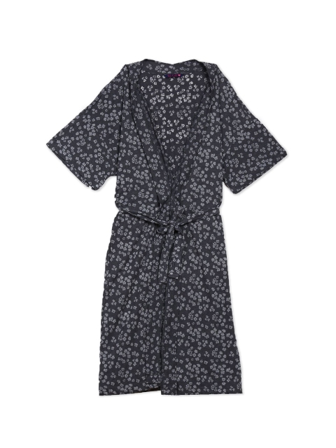 

SUGR Girl Girls Black & Grey Floral Printed Cotton Shrug
