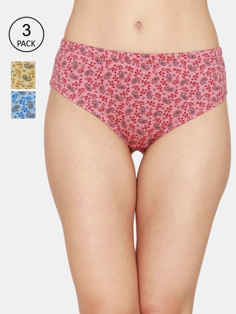 

Coucou by Zivame Women Multi Coloured Pack Of 3 Cotton Hipster Briefs CO2002COREASRTD