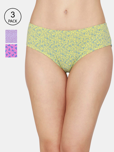 

Coucou by Zivame Women Pack of 3 Assorted Abstract Printed Cotton Hipster Briefs