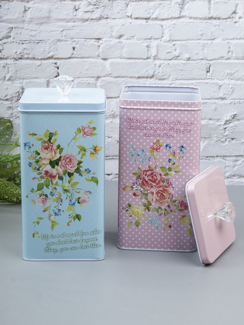 

MARKET99 Set of 2 Pink & Blue Tin Boxes