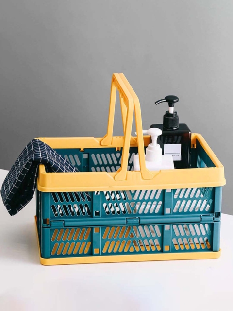 

MARKET99 Navy Blue & Yellow Plastic Fruit & Vegetable Basket