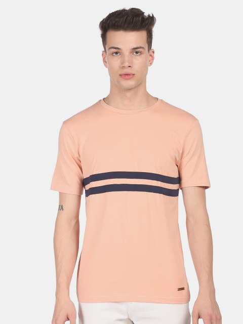 

Cherokee Men Orange Striped T-shirt