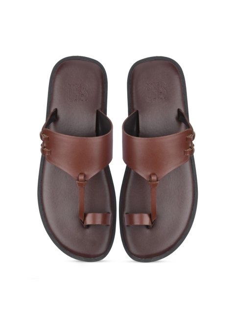 

SKO Men Brown Leather Comfort Sandals