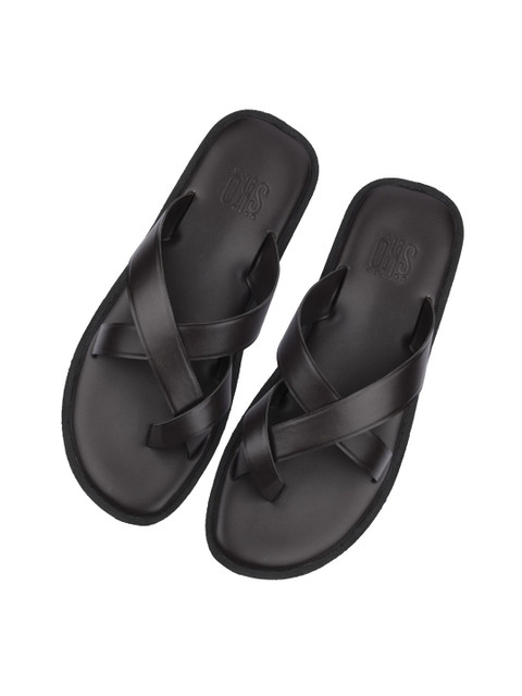 

SKO Men Brown Leather Comfort Sandals