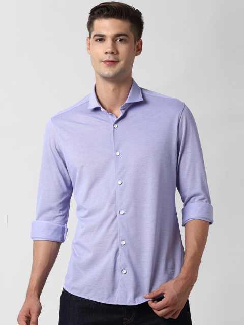 

Peter England Men Lavender Slim Fit Textured Casual Shirt