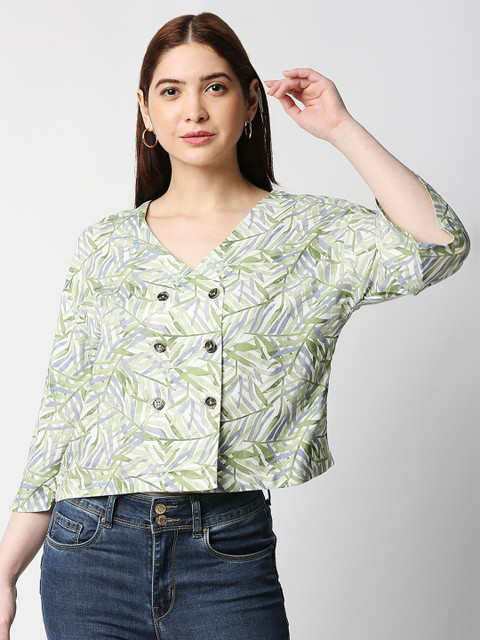 

Lee Cooper Women White Classic Skinny Fit Floral Printed Casual Shirt
