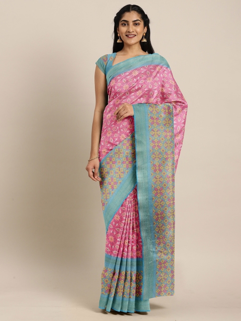 

The Chennai Silks Magenta Floral Bhagalpuri Saree