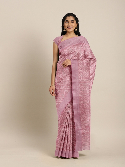 

The Chennai Silks Pink Ethnic Motifs Printed Saree