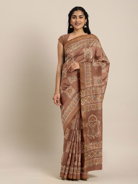 

The Chennai Silks Brown Floral Bhagalpuri Saree