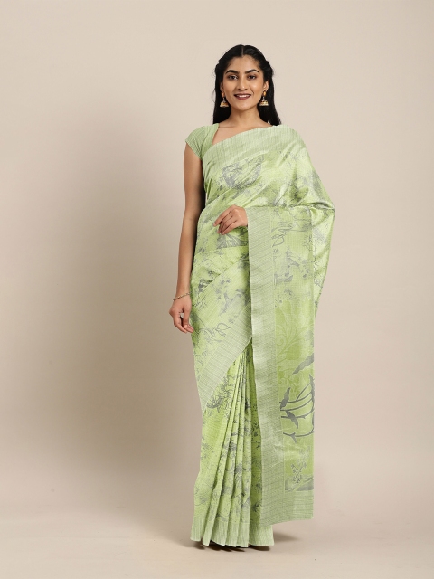 

The Chennai Silks Green & Grey Floral Bhagalpuri Saree