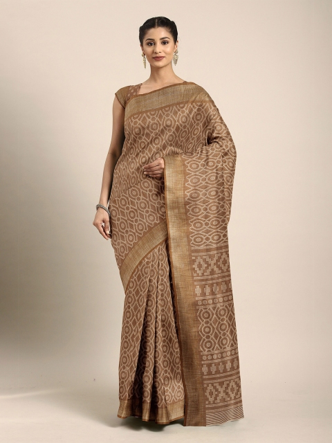 

The Chennai Silks Women Brown Geometric Printed Saree