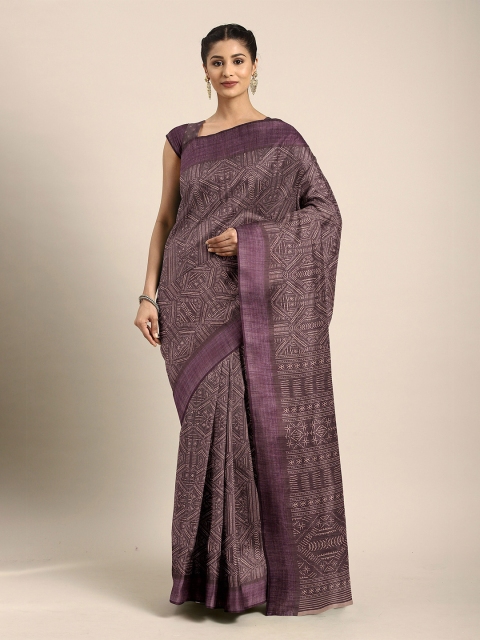 

The Chennai Silks Brown & White Floral Bhagalpuri Saree