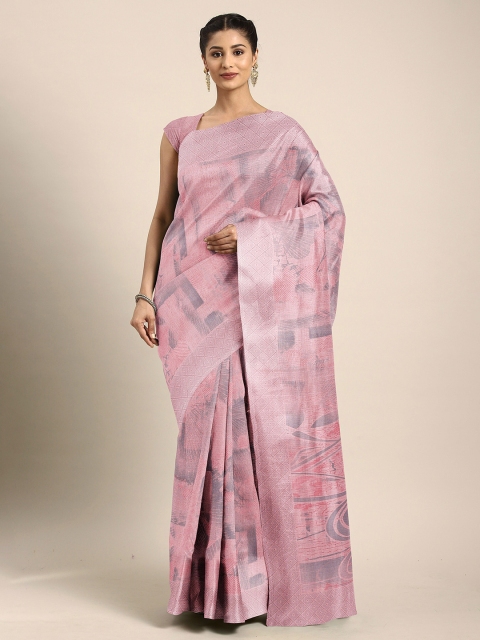

The Chennai Silks Pink & Grey Bhagalpuri Saree