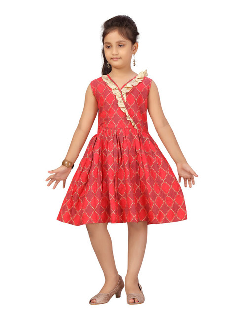 

Aarika Girls Red & Gold-Toned Printed Dress