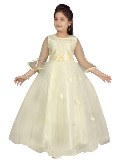 

Aarika Cream-Coloured Net Maxi Dress
