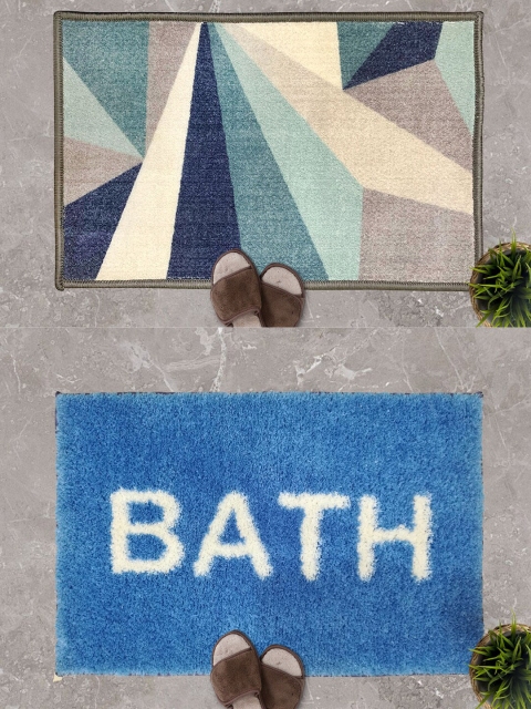 

Athom Trendz Set of 2 Anti Skid Doormats, Blue