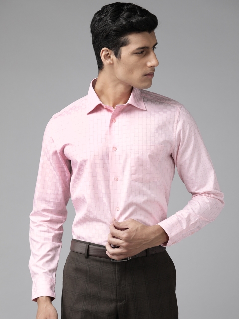 

Blackberrys Men Pink India Slim Fit Grid Tattersall Checks Checked Casual Shirt