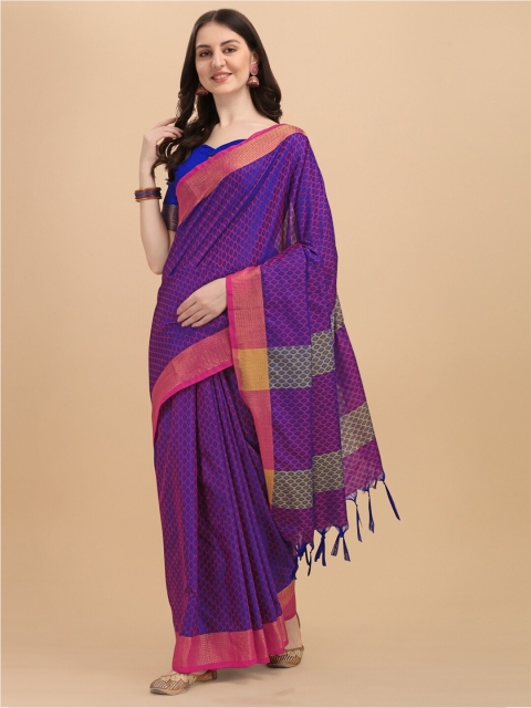 

KALINI Women Navy Blue Woven Design Saree