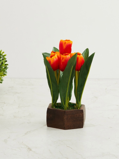 

Home Centre Orange & Green Artificial Flowers and Plants With Pot
