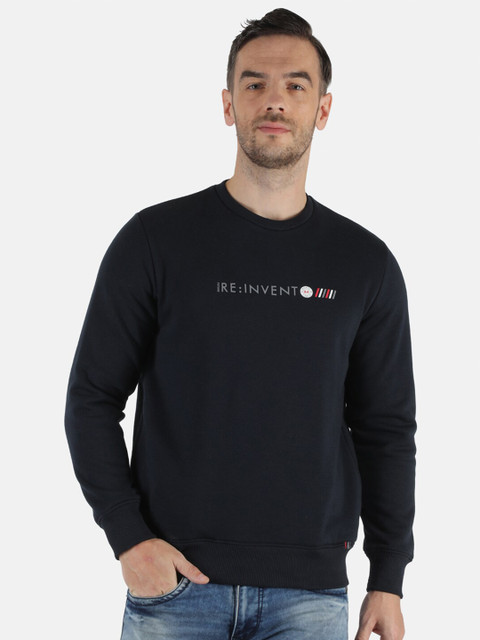 

Monte Carlo Men Navy Blue Solid Cotton Pullover