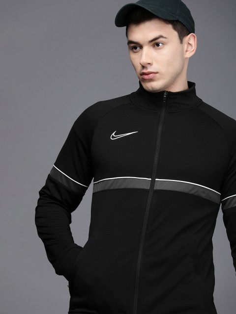 

Nike Men Black & Grey Striped Sporty Jacket
