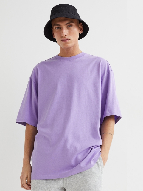 

H&M Men Purple Oversized Fit Cotton T-shirt