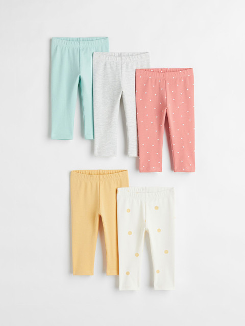 

H&M Girls Pack of 5 White & Grey Leggings