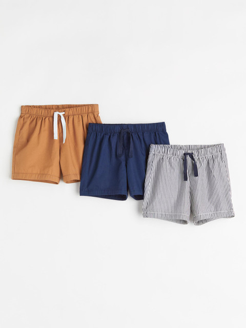 

H&M Boys Navy Blue & Grey 3-Pack Cotton Shorts