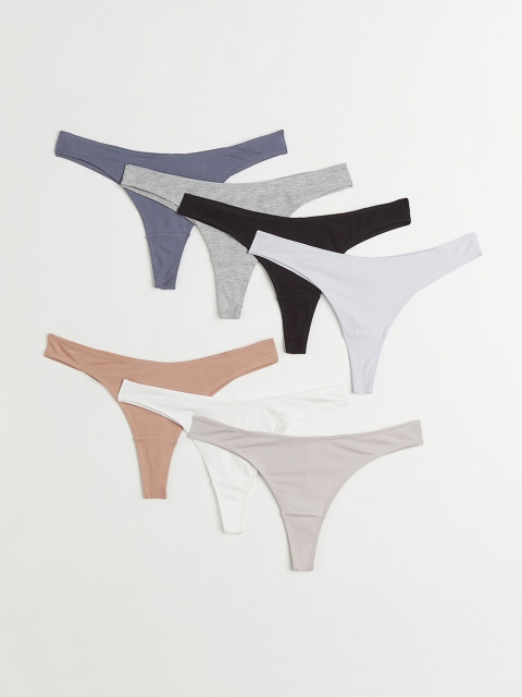 

H&M Pack of 7 Beige & Black Cotton Brazilian Briefs