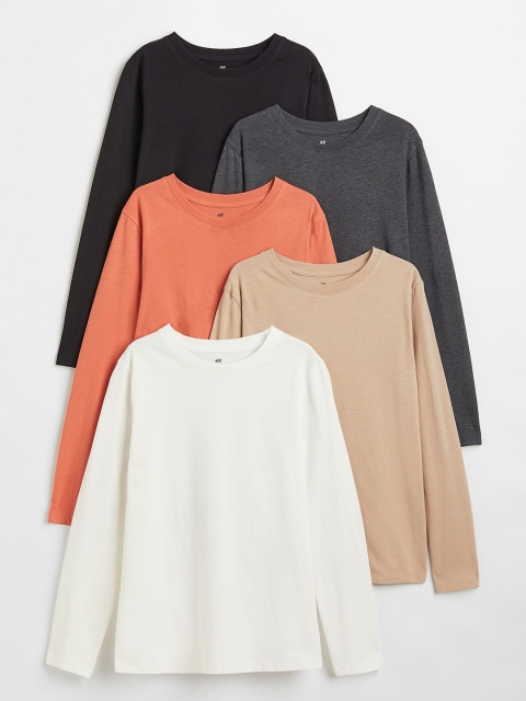 

H&M Boys 5-Pack Jersey Tops, Beige