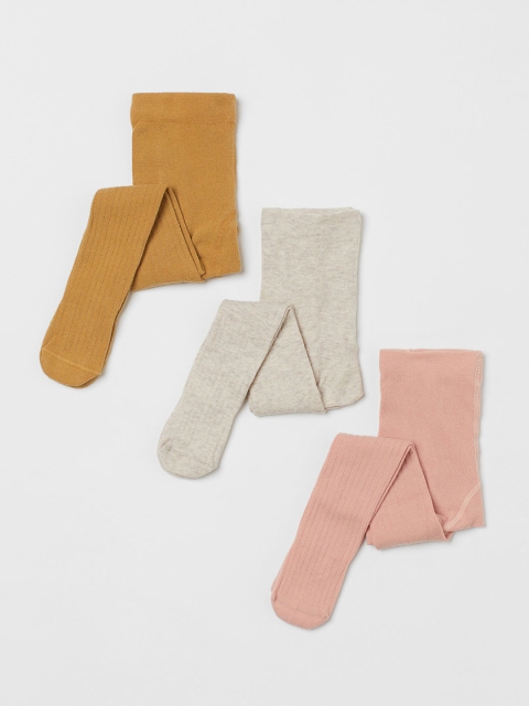 

H&M Girls Pink & Mustard Yellow 3-Pack Tights