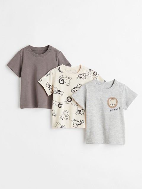 

H&M Boys Pack of 3 Multi-Coloured Printed Cotton T-shirts