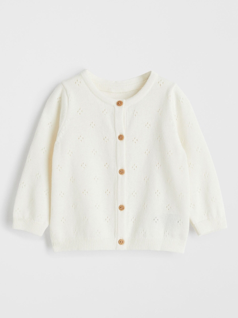 

H&M Girls Cotton Pointelle Cardigan, White