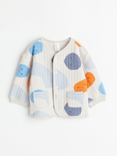 

H&M Boys Light Grey & Blue Printed Quilted Cardigan